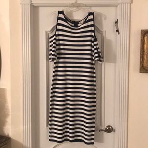 NWT Michael Kors Navy and White Striped Knit Dress
